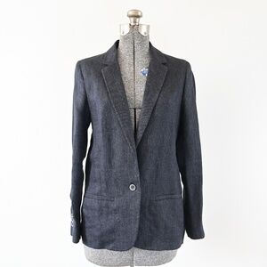 Massimo Dutti Dark Gray Linen Blazer Size USA 6 EUR 38